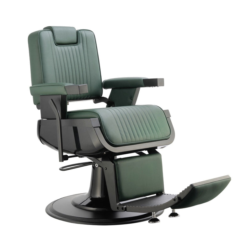 Berkeley SHERMAN Barber Chair with Recessed Headrest Green HON-BBCHR-52026-GRNBLK