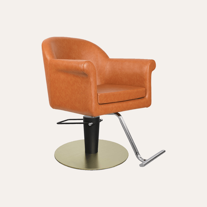 Keller International Hudson Salon Chair Camel / Gold +$19 *Special Care Instructions* / Chrome DSP-KEL-APCHR-K1127-T-CAMEL