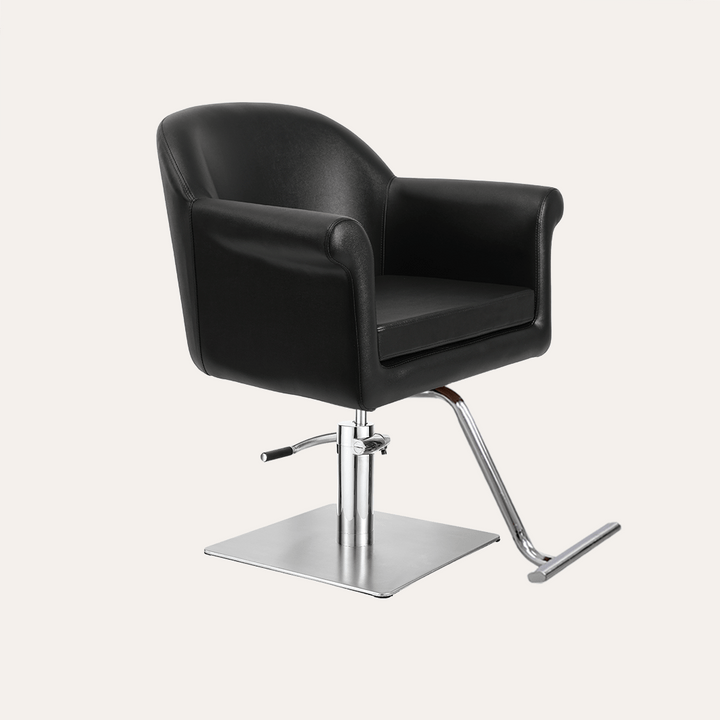 Keller International Hudson Salon Chair Black / Stainless Square / Chrome DSP-KEL-APCHR-K1127-T-BLACK