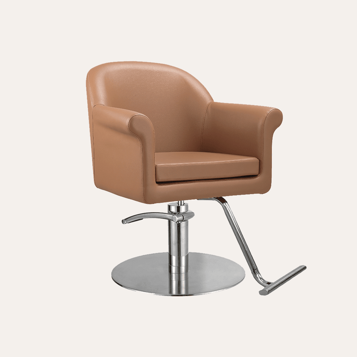 Keller International Hudson Salon Chair Cappuccino / Stainless Circle / Chrome DSP-KEL-APCHR-K1127-T-CAPPUCCINO