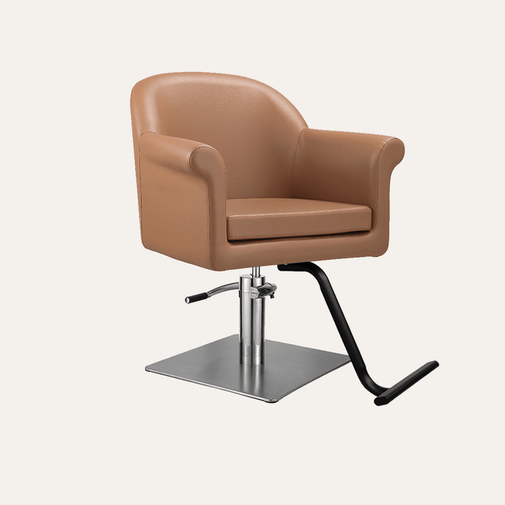 Keller International Hudson Salon Chair Cappuccino / Stainless Square / Black +$19 DSP-KEL-APCHR-K1127-T-CAPPUCCINO