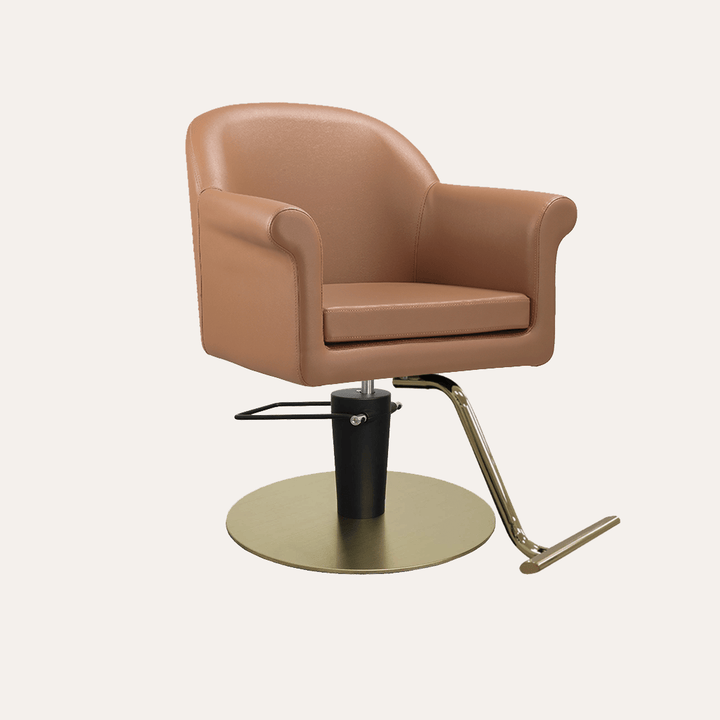 Keller International Hudson Salon Chair Cappuccino / Gold +$19 *Special Care Instructions* / Gold +$29 DSP-KEL-APCHR-K1127-T-CAPPUCCINO