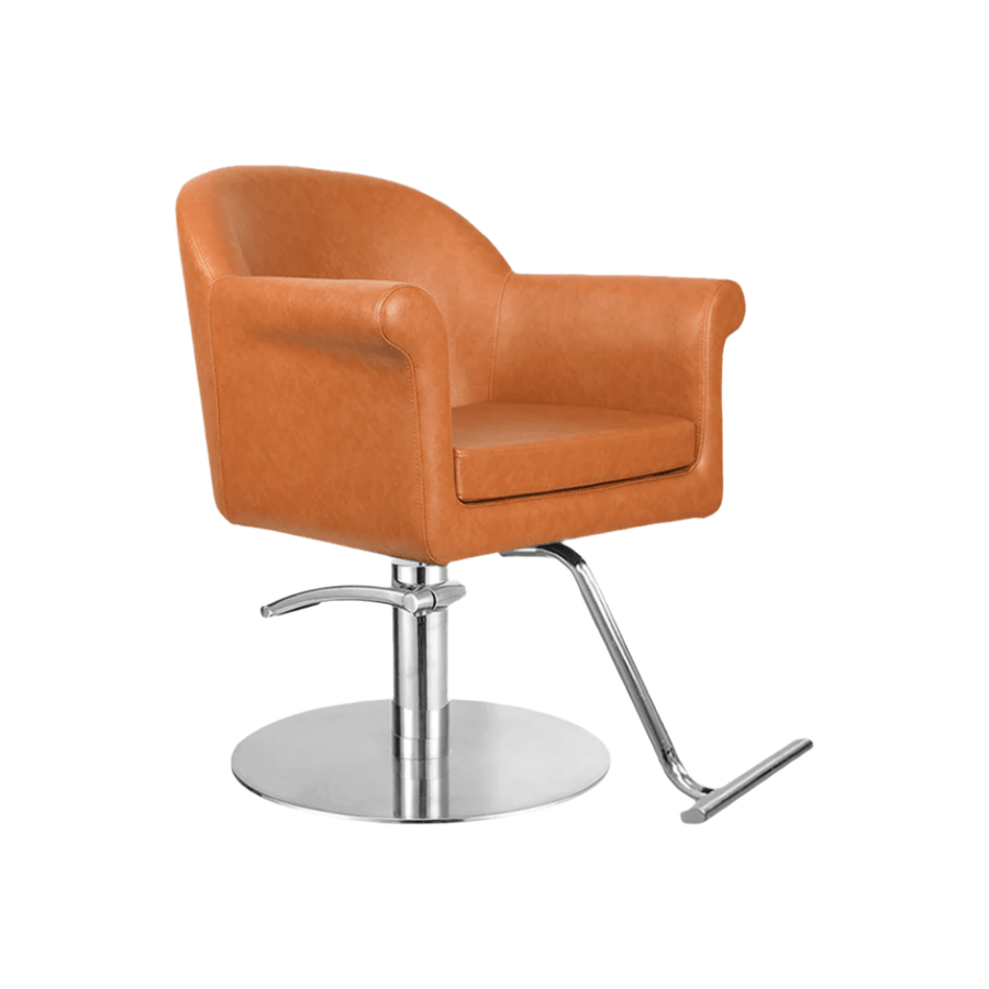 Keller International Hudson Salon Chair Camel / Stainless Circle / Chrome DSP-KEL-APCHR-K1127-T-CAMEL