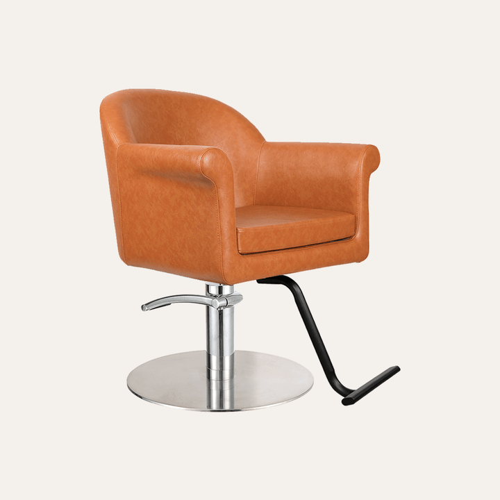 Keller International Hudson Salon Chair Camel / Stainless Circle / Black +$19 DSP-KEL-APCHR-K1127-T-CAMEL