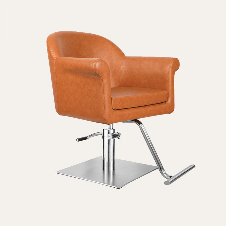 Keller International Hudson Salon Chair Camel / Stainless Square / Chrome DSP-KEL-APCHR-K1127-T-CAMEL