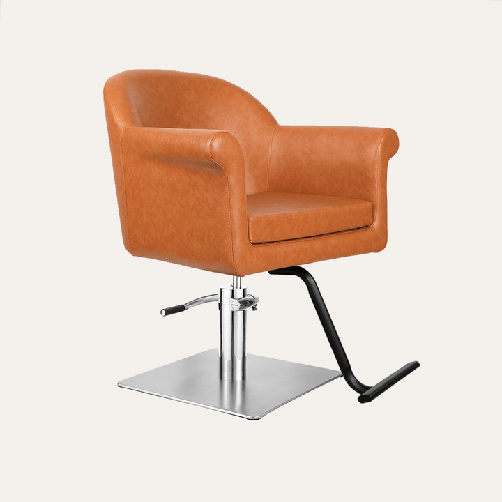 Keller International Hudson Salon Chair Camel / Stainless Square / Black +$19 DSP-KEL-APCHR-K1127-T-CAMEL