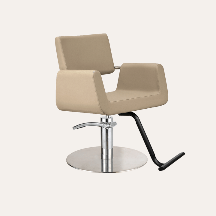 Keller International Illusion Salon Chair Cashmere / Stainless Circle / Black +$19 DSP-KEL-APCHR-K1139-T-CASHMERE