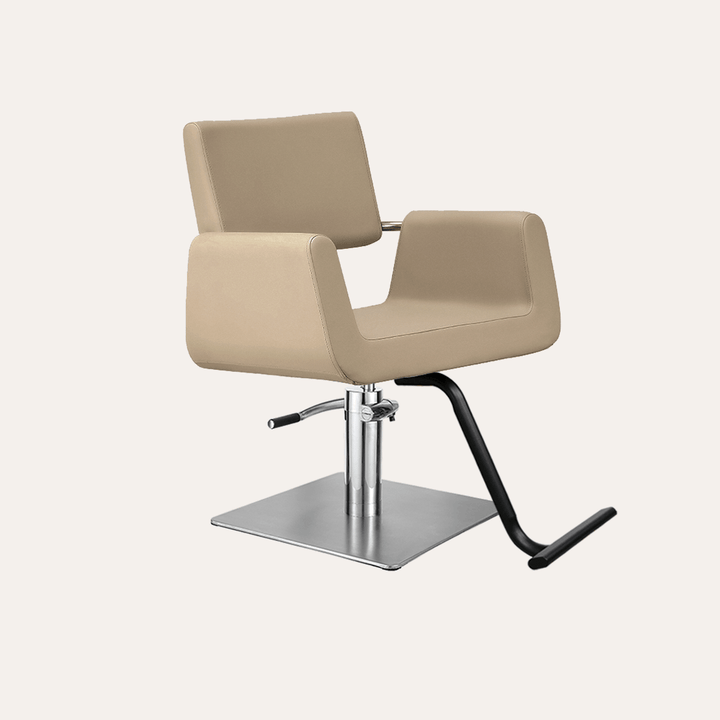 Keller International Illusion Salon Chair Cashmere / Stainless Square / Black +$19 DSP-KEL-APCHR-K1139-T-CASHMERE