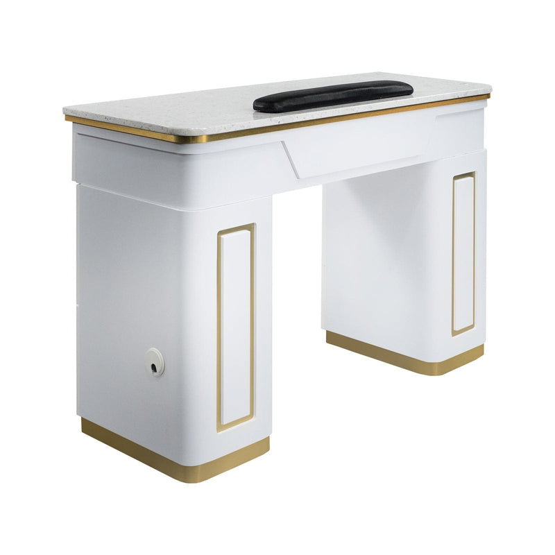 Mayakoba NAPA Manicure Table (White & Silver) White&Gold / Standard Table JAT-NTBL-111-WTGD-KIT