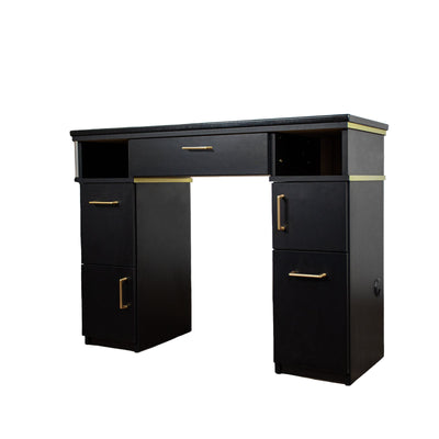Mayakoba Sonoma II Manicure Table in Modern Black Black/Gold JAT-NTBL-3111-KIT