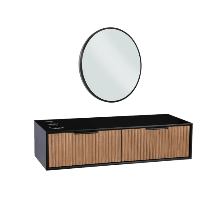 Keller International Noir Tambour Wall Mounted Station Add Mirror - Black (K-R90) DSP-KEL-SYSTL-K7729-WALNUT