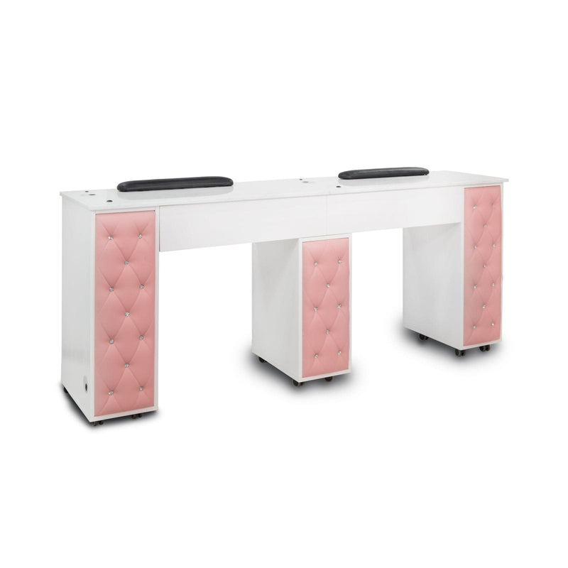 Mayakoba Drexel Tufted Double Manicure Table Pink KAM-NTBL-1512-PNK-KIT