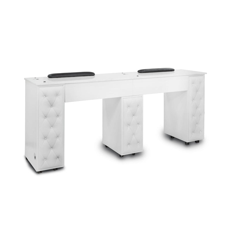 Mayakoba Drexel Tufted Double Manicure Table White KAM-NTBL-1512-WHT-KIT