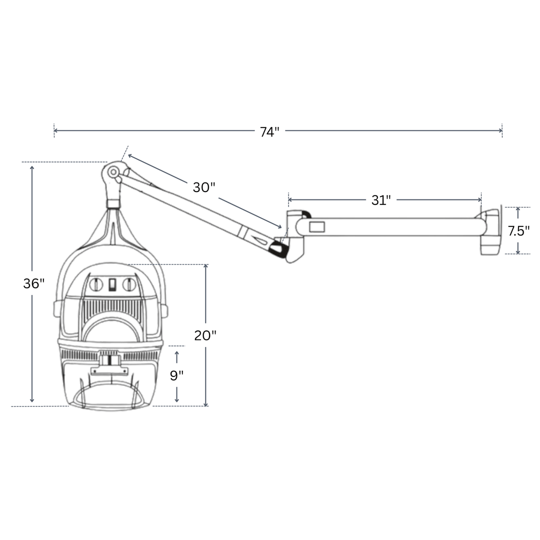 Berkeley Libra II Wall Mounted Hair Dryer w/ Adjustable Arm