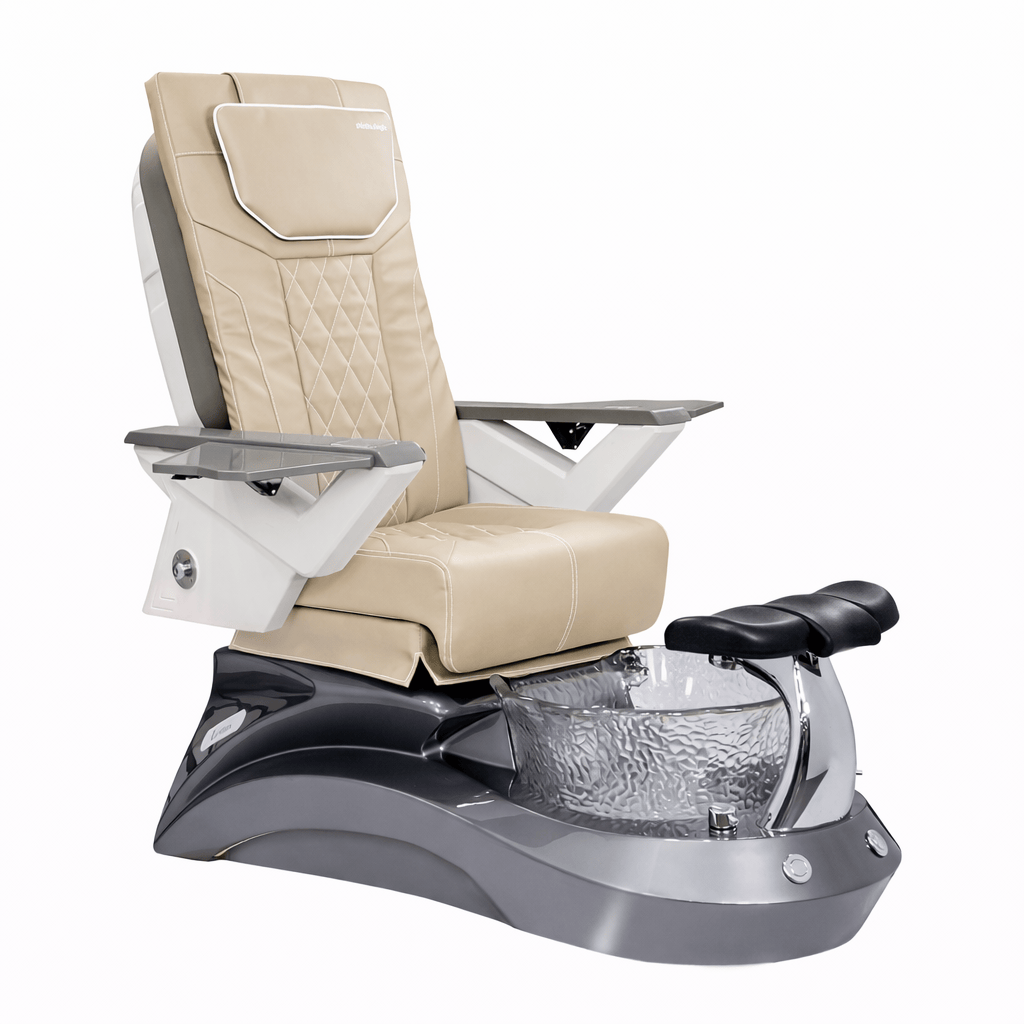 Mayakoba LOTUS II Shiatsulogic FX Pedicure Chair Light Khaki FX / Metallic Grey and Crystal Lotus II AYC-SPA-LOTUS-2-FX9653-839MLTGRY-53LKK