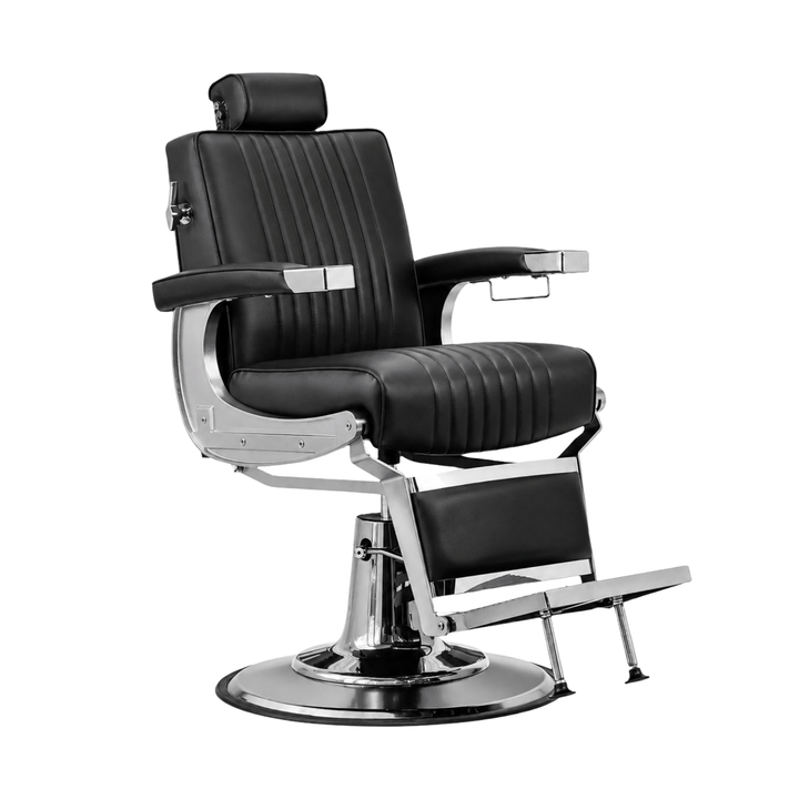 Berkeley CAPRI Barber Chair Black/Silver LTX-BBCHR-72815-BLKSIL