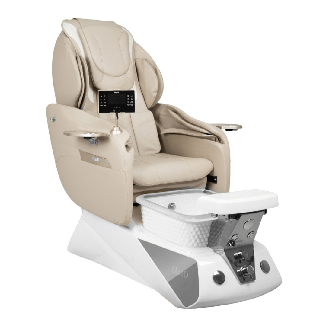 Osaki Spa Osaki Comet Pedicure Chair Beige / Silver/White Chrome DSP-OSK-SPA-SMT-BGE-SIL-WHT