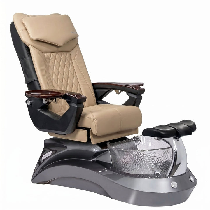 Mayakoba LOTUS II Shiatsulogic LX Pedicure Chair Light Khaki LX / Metallic Grey and Crystal Lotus II AYC-SPA-LOTUS-2-LX-839MLTGRY-18VLKK