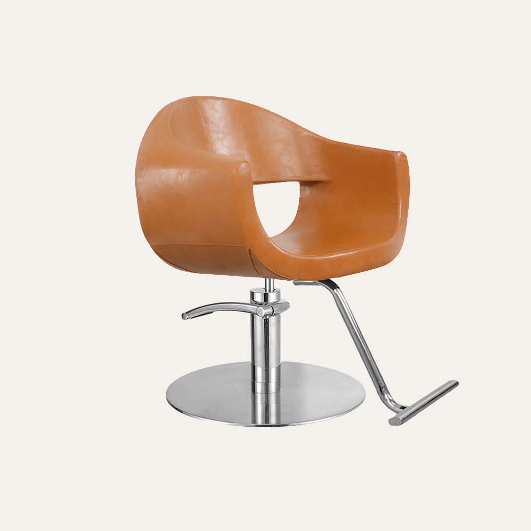 Keller International Luna Salon Chair Camel / Stainless Circle / Chrome DSP-KEL-APCHR-K1129-T-CAMEL