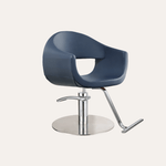 Keller International LUNA Salon Chair Slate Blue / Stainless Circle / Chrome DSP-KEL-APCHR-K1129-T-SLATEBLUE