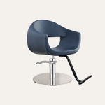 Keller International LUNA Salon Chair Slate Blue / Stainless Circle / Black DSP-KEL-APCHR-K1129-T-SLATEBLUE