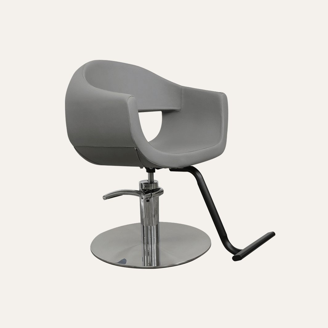 Keller International Luna Salon Chair Grey / Stainless Circle / Black +$19 DSP-KEL-APCHR-K1129-T-GREY