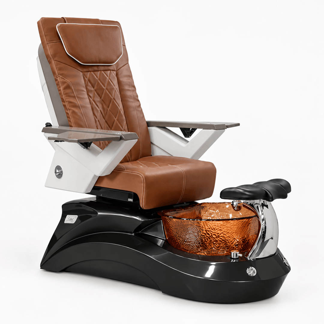 Mayakoba LOTUS II Shiatsulogic FX Pedicure Chair Cappuccino FX / Dark Grey and Amber Lotus II AYC-SPA-LOTUS-2-FX9653-839BLKGLD-53CPO