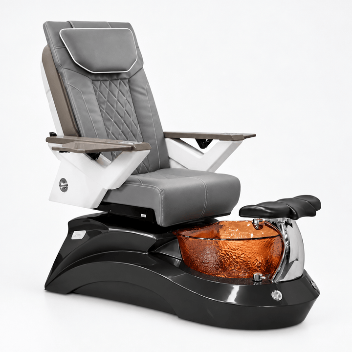 Mayakoba LOTUS II Shiatsulogic FX Pedicure Chair Grey FX / Dark Grey and Amber Lotus II AYC-SPA-LOTUS-2-FX-839BLKGLD-53-GY