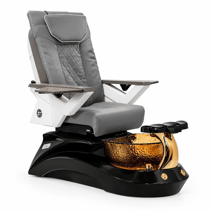 Mayakoba LOTUS II Shiatsulogic FX Pedicure Chair Grey FX / Black and All Gold Lotus II AYC-SPA-LOTUS-2-FX-839ABLKGLD-53-GY