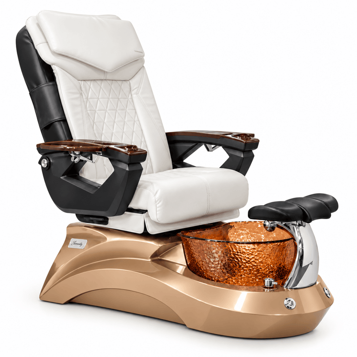 Mayakoba LOTUS II Shiatsulogic LX Pedicure Chair White LX / Rose Gold Lotus II AYC-SPA-LOTUS-2-LX-839AMLTGLD-18VWHT