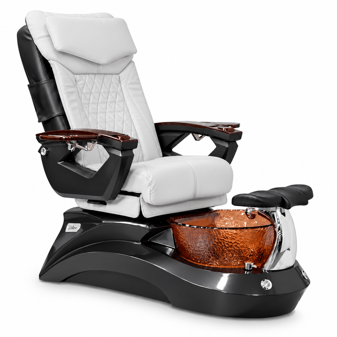Mayakoba LOTUS II Shiatsulogic LX Pedicure Chair White LX / Dark Grey and Amber Lotus II AYC-SPA-LOTUS-2-LX1807-839BLKGLD-18VWH