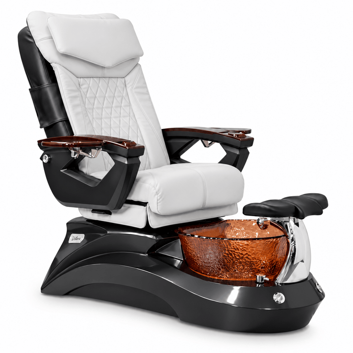 Mayakoba LOTUS II Shiatsulogic LX Pedicure Chair White LX / Dark Grey and Amber Lotus II AYC-SPA-LOTUS-2-LX1807-839BLKGLD-18VWH