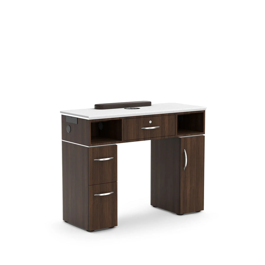 Lexor THE Moden™ Vented Manicure Table - VM313 Dark Walnut MODEN / No Dust Collector DSP-LXR-NTBL-VM313-BRN