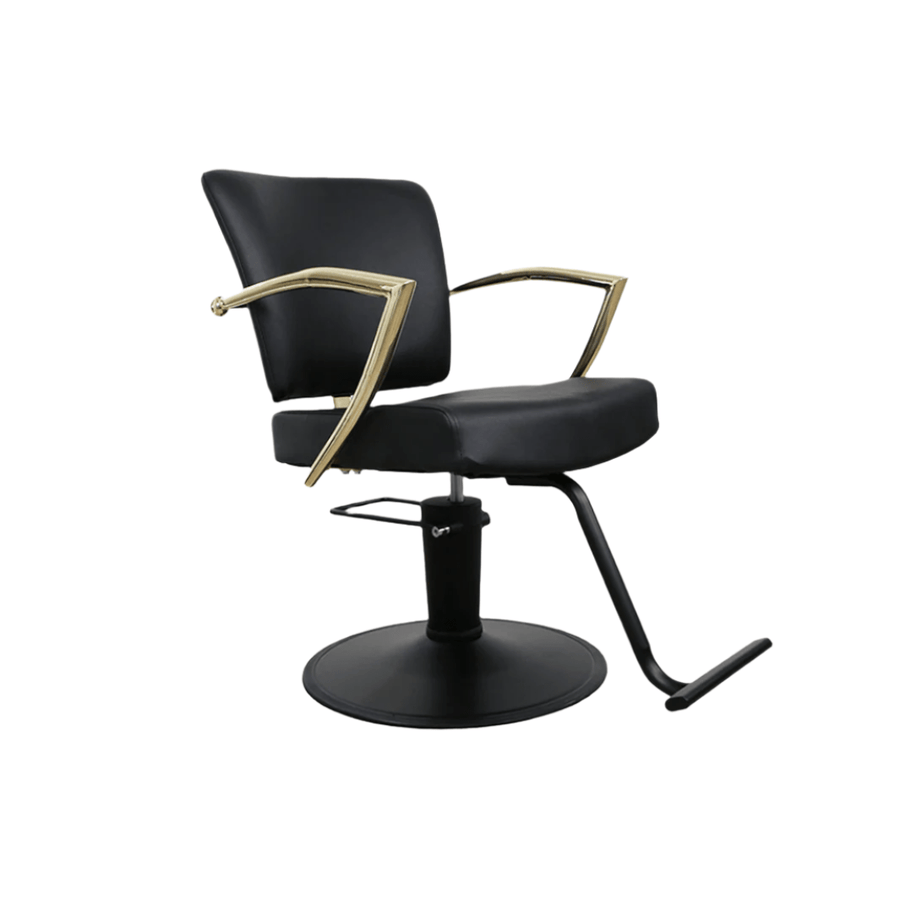 Keller International Manhattan Gold Salon Chair Black / Black / T-Shaped Black DSP-KEL-APCHR-K1179-T-BLACK-GOLD