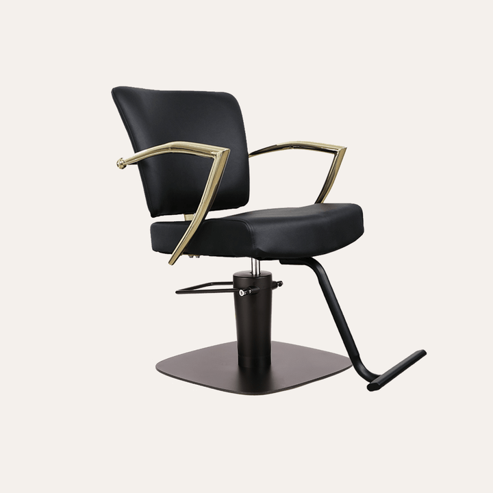 Keller International Manhattan Gold Salon Chair Black / Square Black+$19 / T-Shaped Black DSP-KEL-APCHR-K1179-T-BLACK-GOLD