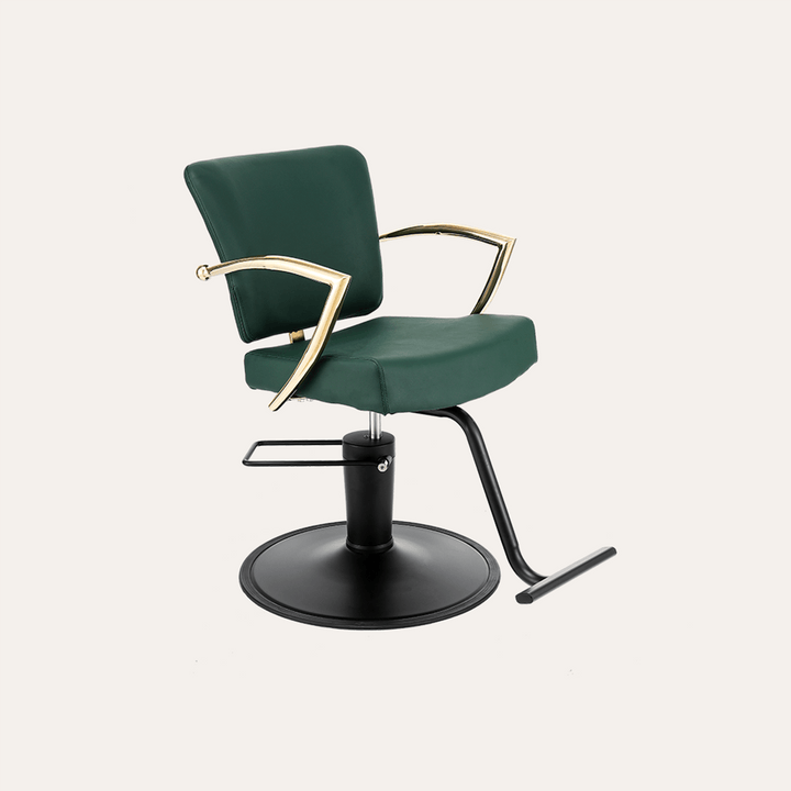Keller International Manhattan Gold Salon Chair Evergreen / Black / T-Shaped Black DSP-KEL-APCHR-K1179-T-EVERGREEN-GOLD