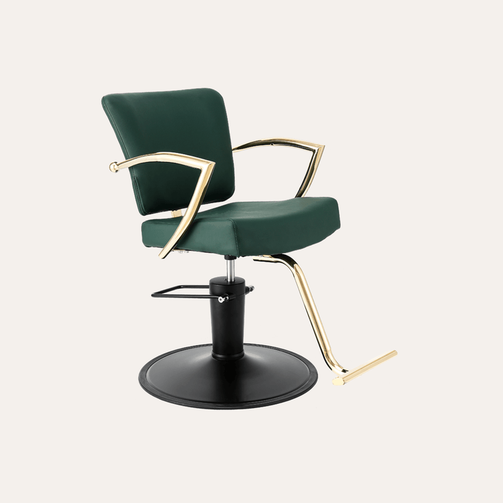 Keller International Manhattan Gold Salon Chair Evergreen / Black / Gold +$29 DSP-KEL-APCHR-K1179-T-EVERGREEN-GOLD