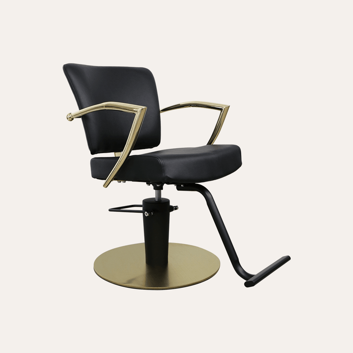 Keller International Manhattan Gold Salon Chair Black / Gold +$19 *Special Care Instructions* / T-Shaped Black DSP-KEL-APCHR-K1179-T-BLACK-GOLD