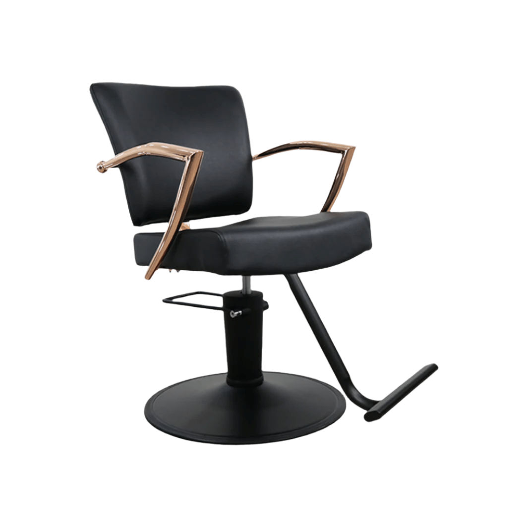 Keller International Manhattan Rose Gold Salon Chair Black / Black / T-Shaped Black DSP-KEL-APCHR-K1179-T-BLACK-ROSEGOLD