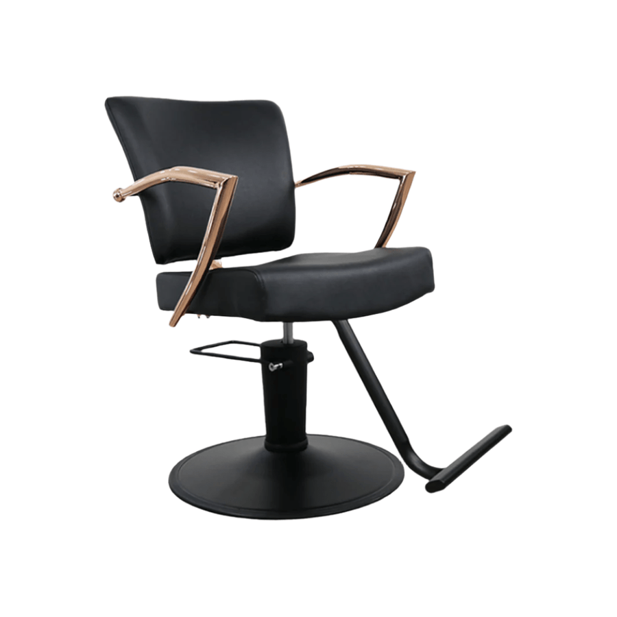 Keller International Manhattan Rose Gold Salon Chair Black / Black / T-Shaped Black DSP-KEL-APCHR-K1179-T-BLACK-ROSEGOLD