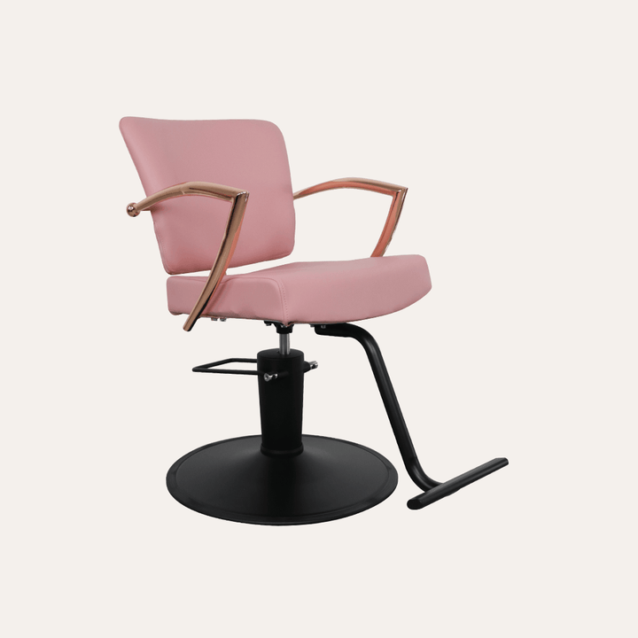 Keller International Manhattan Rose Gold Salon Chair Pink / Black / T-Shaped Black DSP-KEL-APCHR-K1179-T-PINK-ROSEGOLD