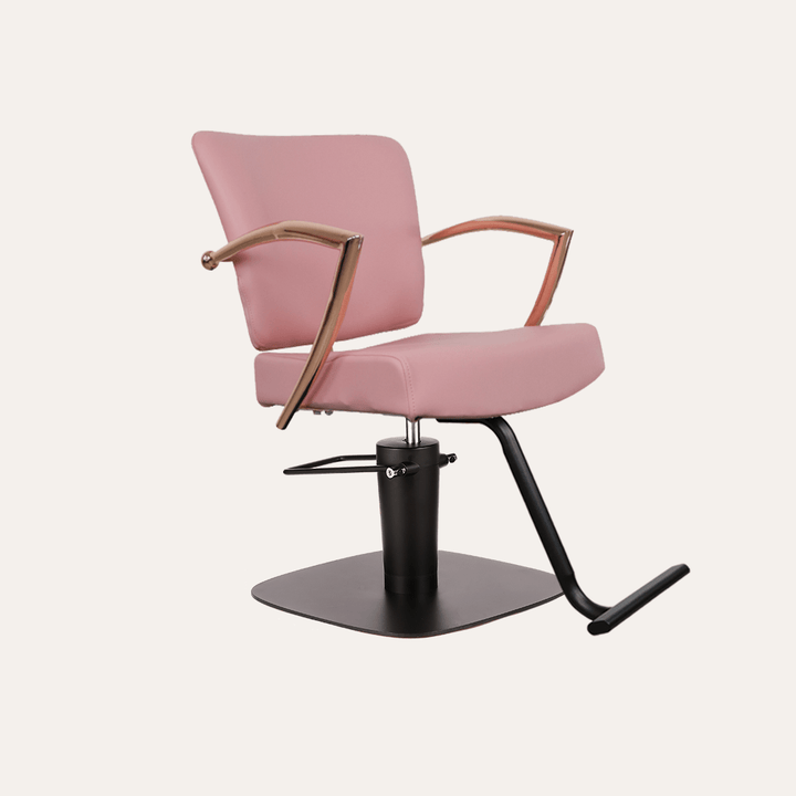 Keller International Manhattan Rose Gold Salon Chair Pink / Square Black +$19 / T-Shaped Black DSP-KEL-APCHR-K1179-T-PINK-ROSEGOLD