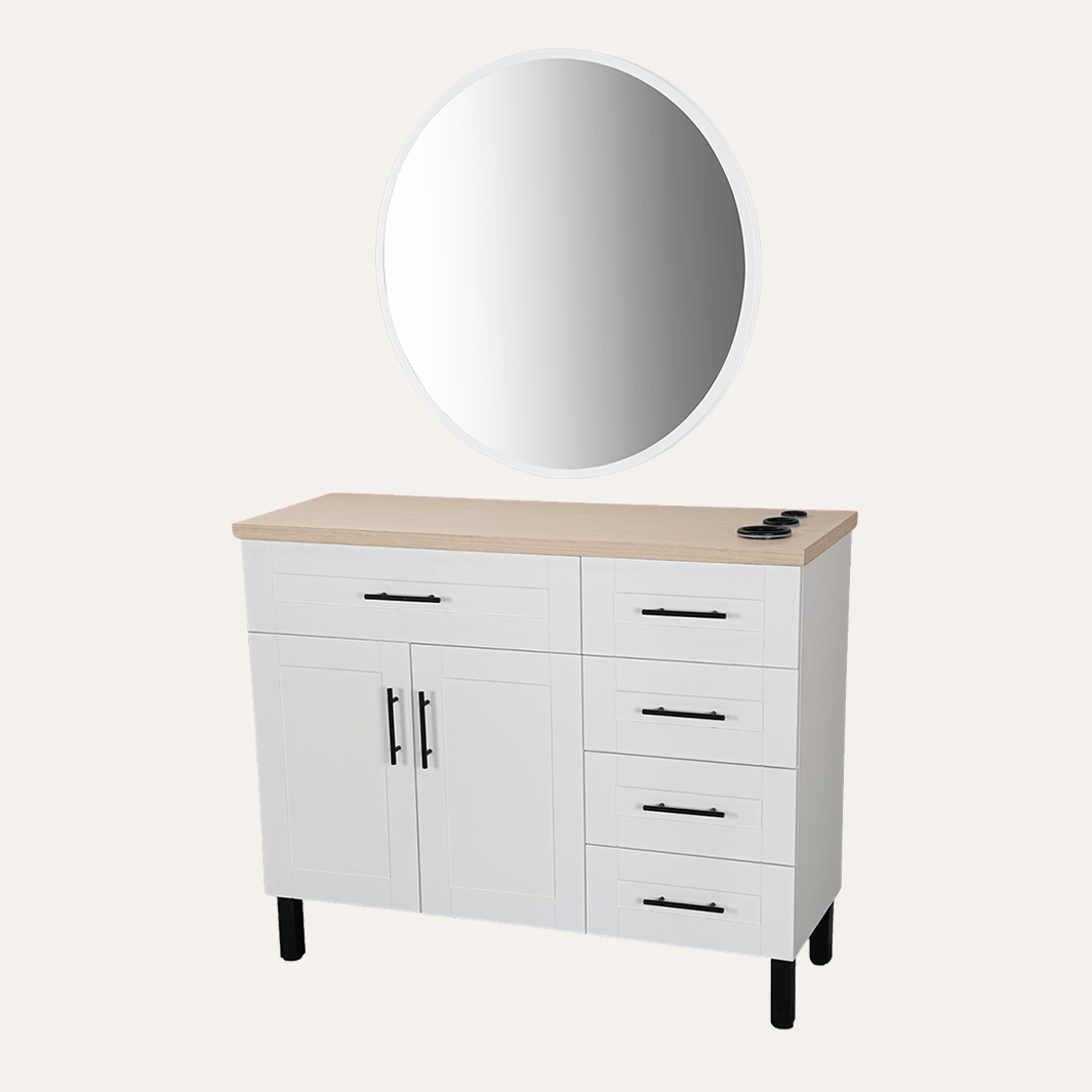 Keller International Midtown Styling Station Add Mirror - White (K-R90) DSP-KEL-SYSTL-K-HL16009-WALNUT/WHT-0