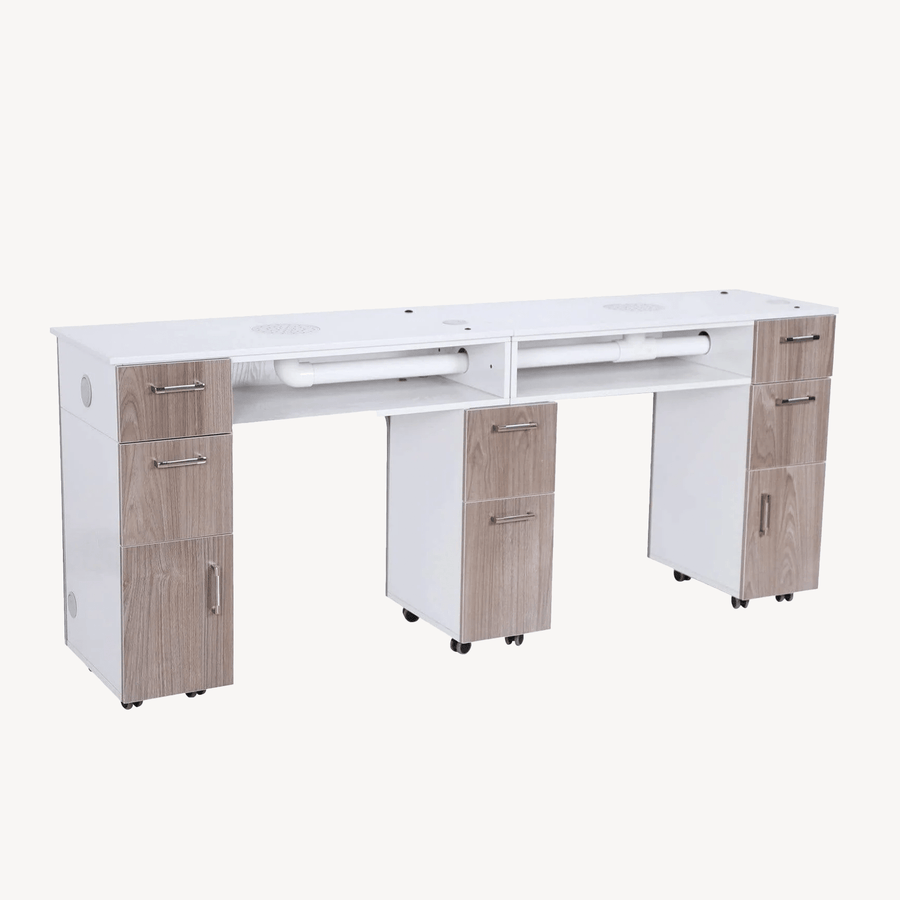 Mayakoba Milan Manicure Nail Table - Double Ash Wood / No KAM-NTBL-1332-LGTWD-KIT
