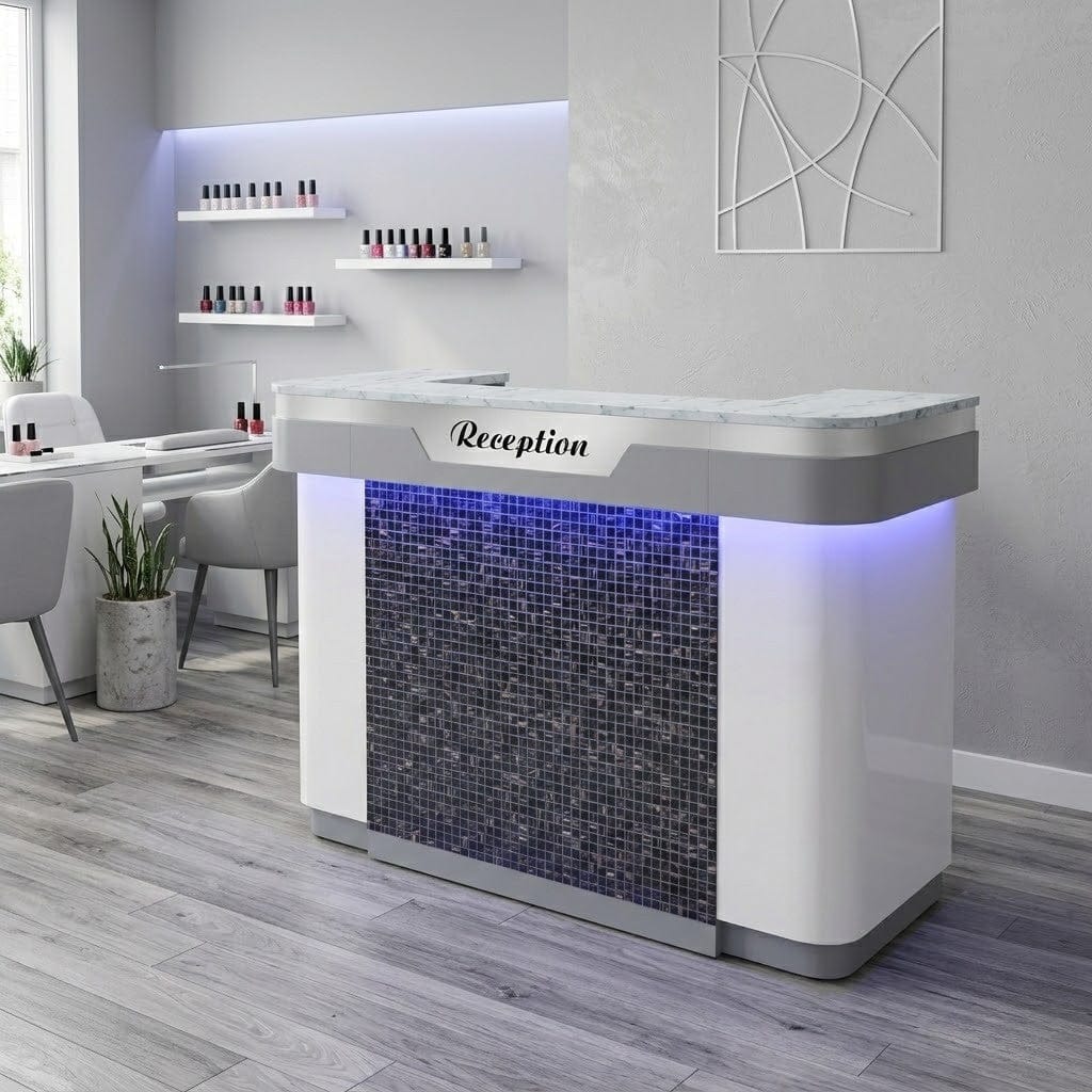 Mayakoba NOVA I Reception Desk With Mosaic Tile And Led DSP-MBS-NRTBL-NOVA-CB2