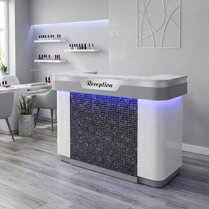 Mayakoba NOVA I Reception Desk With Mosaic Tile And Led DSP-MBS-NRTBL-NOVA-CB2