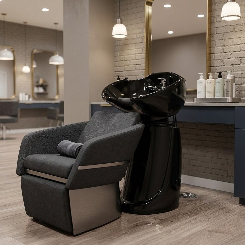 Berkeley FREE Standing Shampoo Bowl - Olympia Pedestal Shampoo Station DON-SMPO-234-BLK-KIT