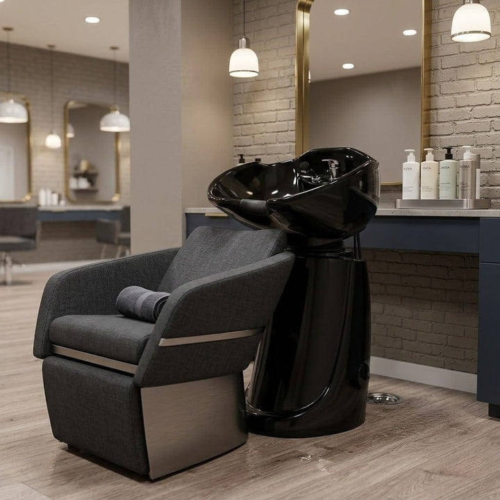 Berkeley FREE Standing Shampoo Bowl - Olympia Pedestal Shampoo Station DON-SMPO-234-BLK-KIT