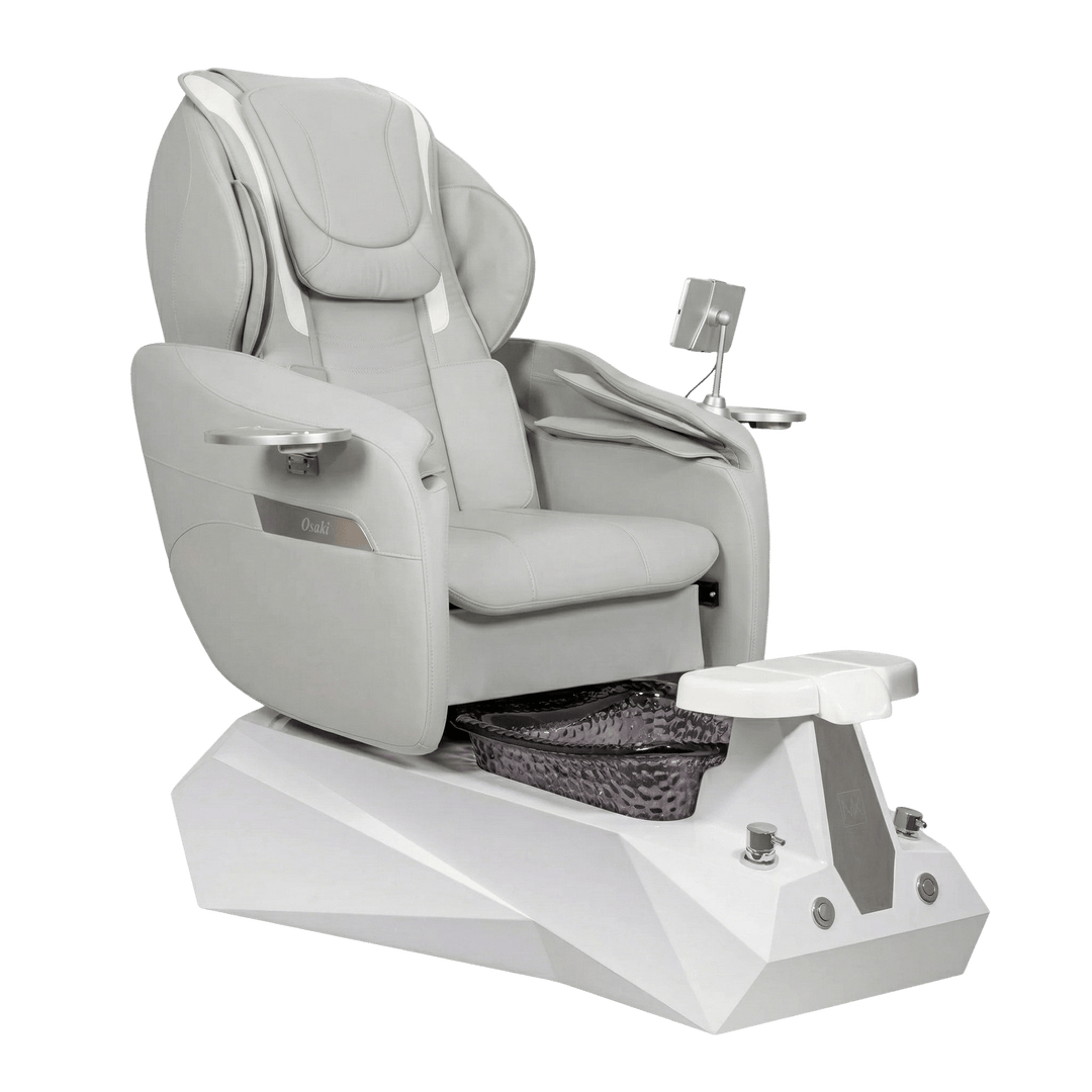 Osaki Spa SERENITY Shiatsulogic OSAKI Comet Pedicure Chair Osaki Silver / White and Black Serenity AYC-SPA-SERENITY-OSK-TCHR-COMET-SIL-KIT-852WHTBLK