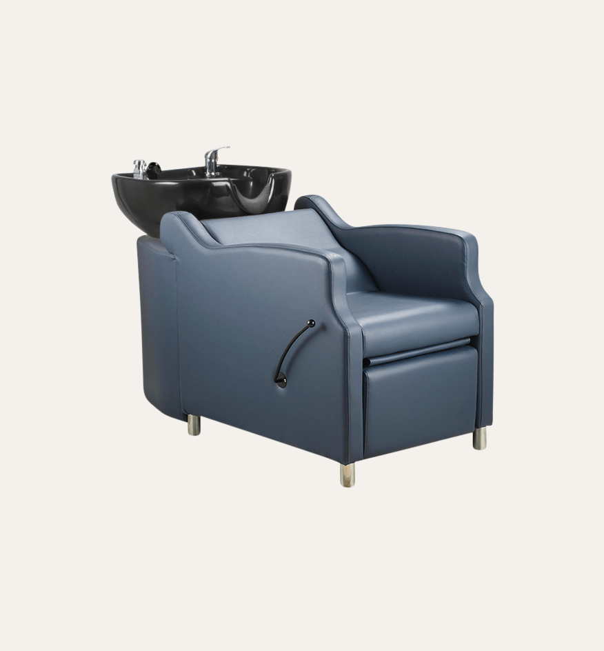 Keller International Amaré Shampoo Bowl & Chair Slate Blue / Black / Chrome DSP-KEL-BWSH-K4002-SLATEBLUE
